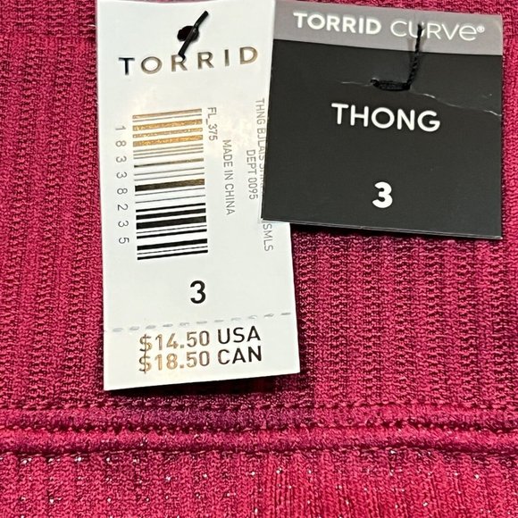 NWT TORRID Thong Pantie Sz 3X Purple Ribbed - Picture 4 of 4
